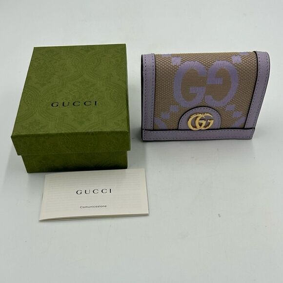 Women’s Gucci, jumbo GG canvas/leather bifold wallet/card case made in Italy - Picture 2 of 10
